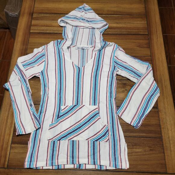 Buc-ee's Tops - Buc-ee's LS Beachy Striped Hooded Shirt w/ Front Pocket - Size Small